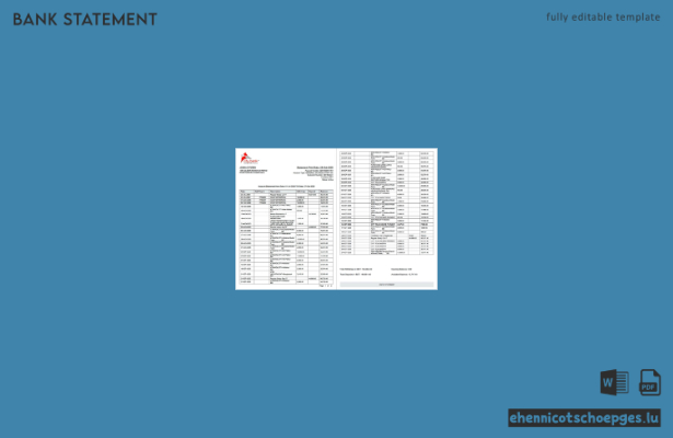 Kontoauszug der Bangladesh City Bank (Word-Format, 2 Seiten), Beispielvorschau